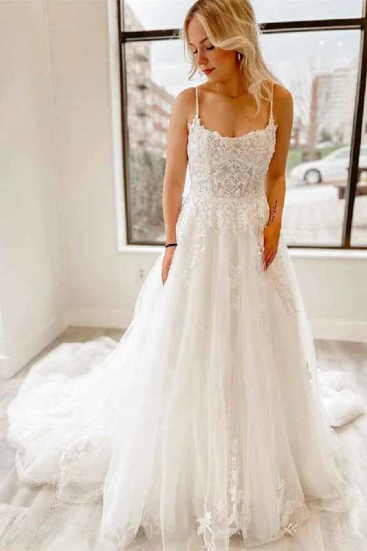 Unbeatable Prices Sheer Lace Bodice White Long Wedding Dress