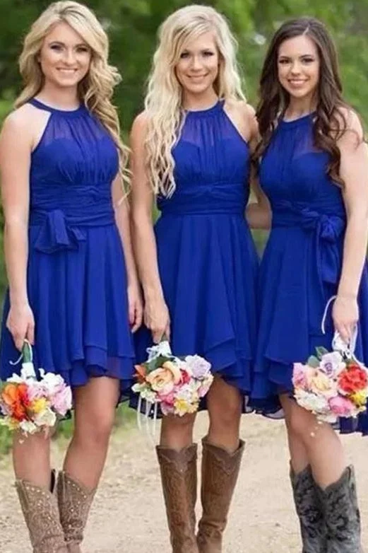 Price Buster Convertible Short Jewel Royal Blue Chiffon Bridesmaid Dress
