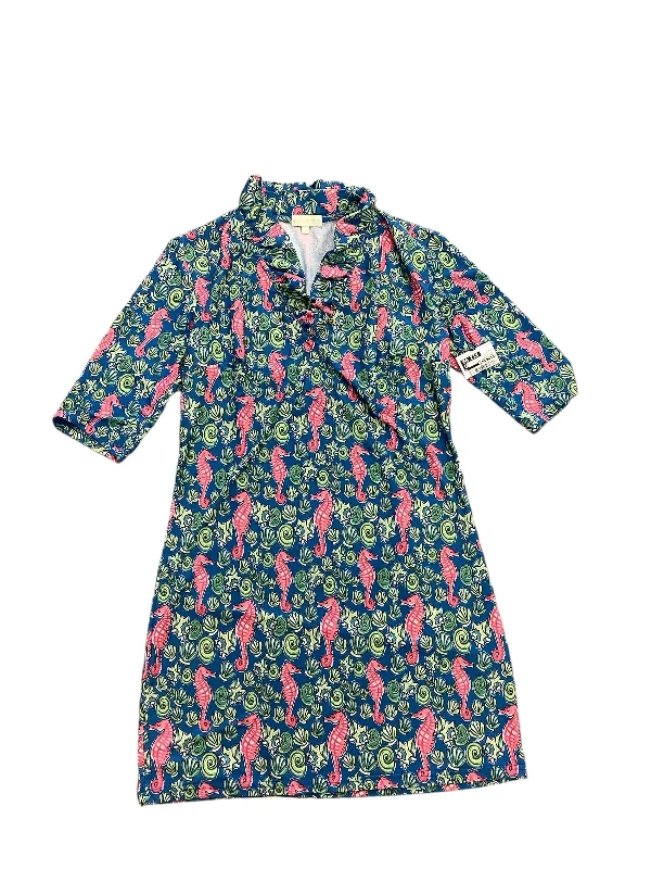 Referral Discount Blue & Green Dress Casual Short Simply Southern, Size S