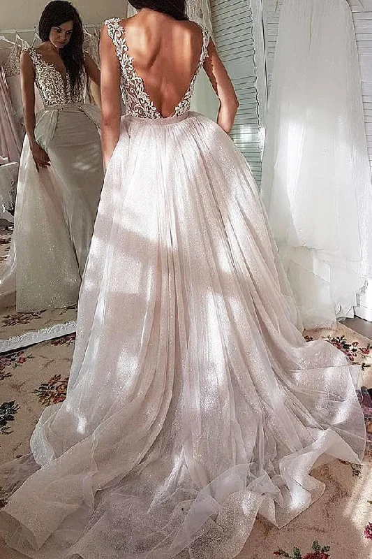 Massive Deals Long Mermaid Ivory Wedding Dress with Detachable Train