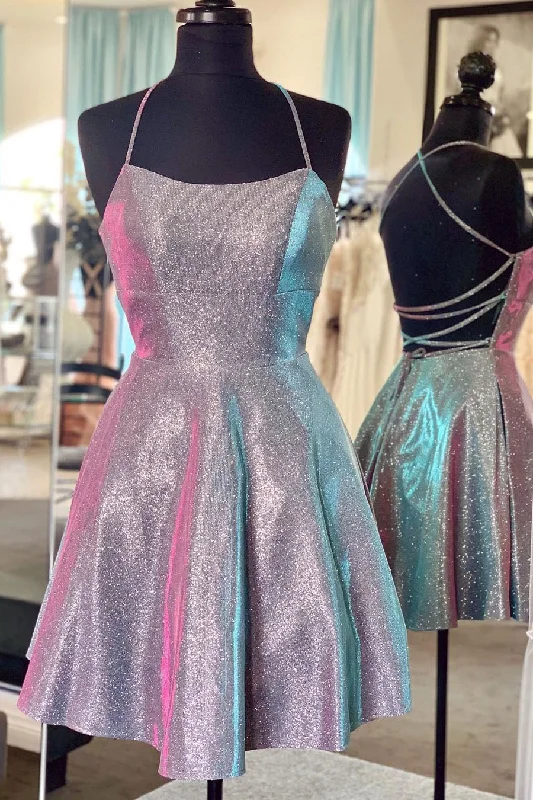 Bargain Blast Criss Cross Sparkle Short Homecoming Dress