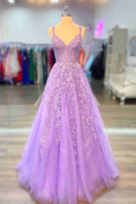 Special Buy Gorgeous Lavender A-Line Long Formal Dress with Appliques