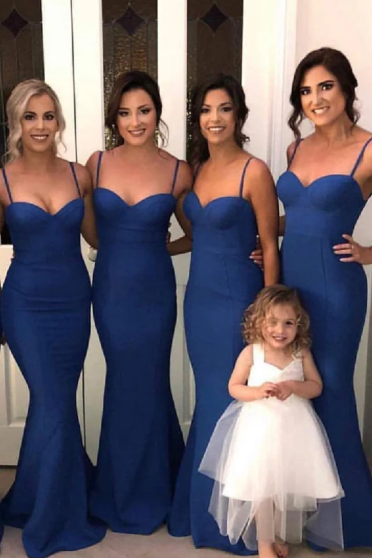 Deal Dash Mermaid Navy Blue Straps Long Bridesmaid Dress