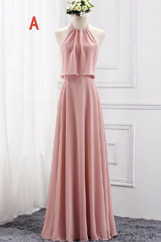 Price Cut Chiffion Halter Pink Mismatched Bridesmaid Dress