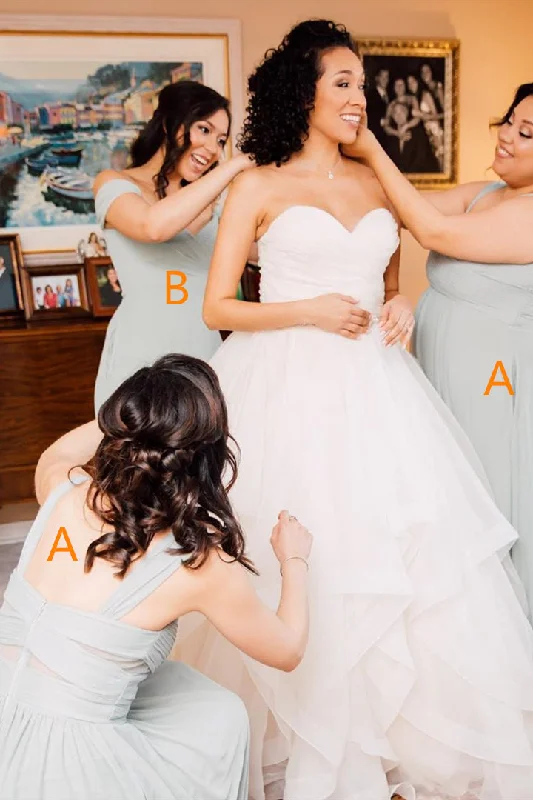 Extra Savings Mismatched Mint Green Long Chiffon Bridesmaid Dresses