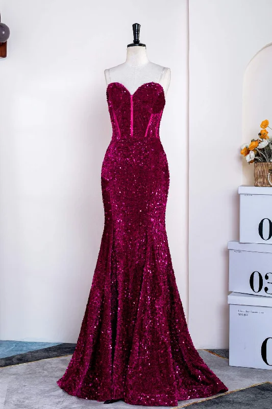 Weekend Special Sweetheart Fuchsia Sequin Mermaid Prom Dress