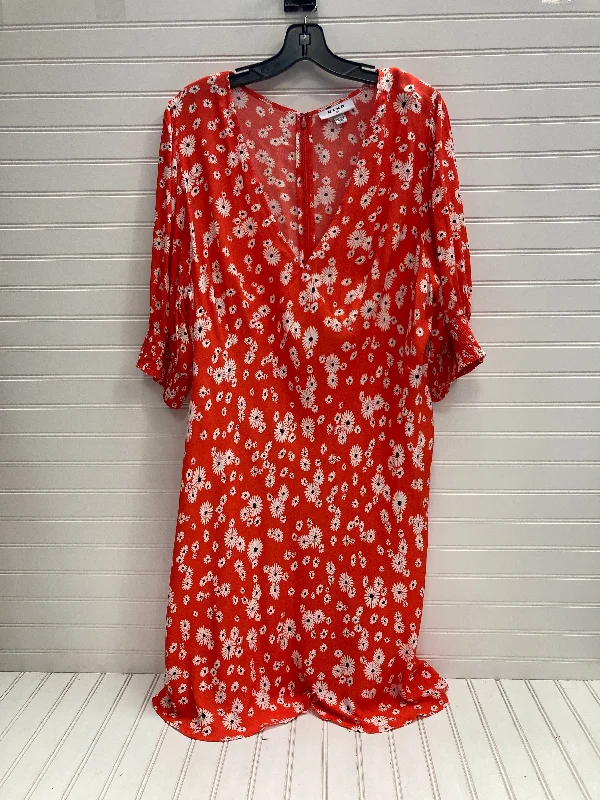 Lowest Price Orange & White Dress Casual Midi Rixo, Size 20