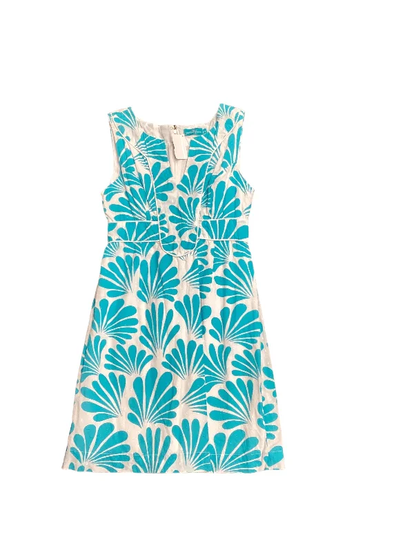 Final Markdown Blue & White Dress Casual Midi Clothes Mentor, Size 4