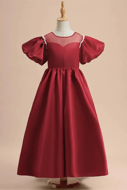 Can't Be Beat Red Illusion Crew Neck A-Line Girl Party Dress