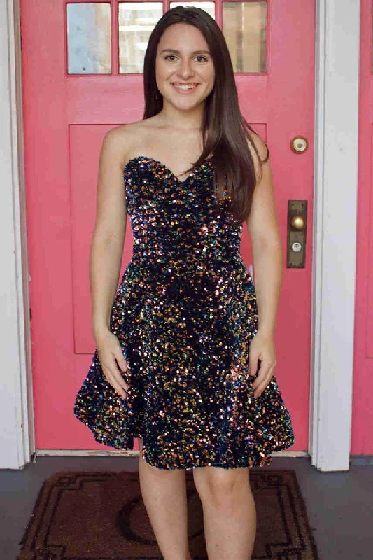 Discount Days Sweetheart a-Line Navy Blue Short Party Dress