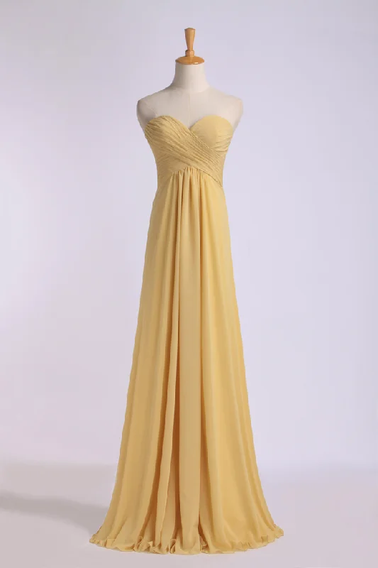 Special Buy Strapless Gold High Waist Chiffon Long Bridesmaid Dress