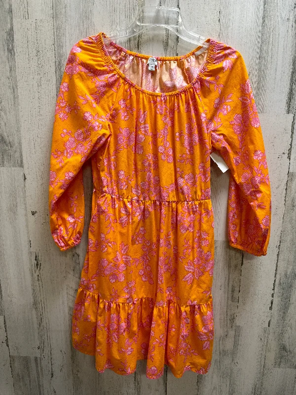 Deal Explosion Orange & Pink Dress Casual Midi J. Crew, Size S