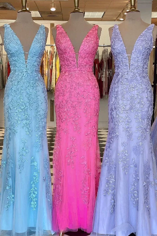 Clearance Event Elegant Lavender Lace Mermaid Prom Dress with Appliques