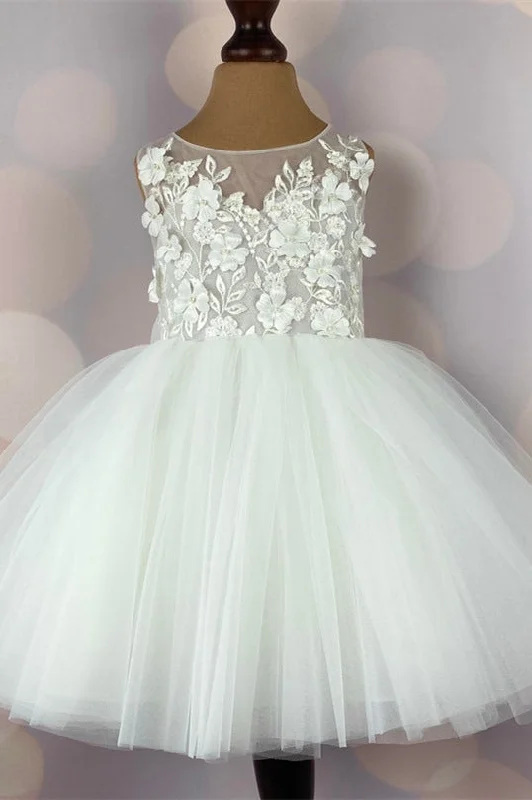 Super Deal Delicate Lace Top Flower Girl Dress with Appliques
