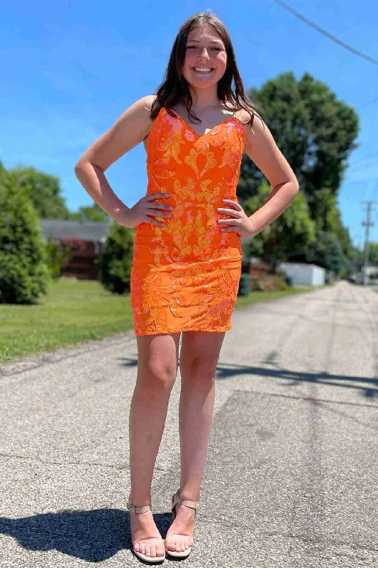 Major Savings Tie Back Strapless Orange Appliques Homecoming Dress