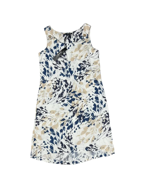 Last Chance Blue & Cream Dress Casual Midi Charlie B, Size Xs
