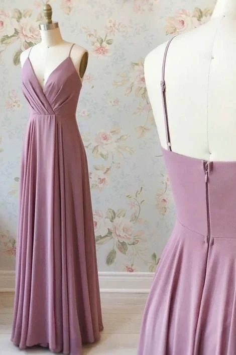 Instant Savings Elegant A-line V-Neck Mauve Bridesmaid Dress