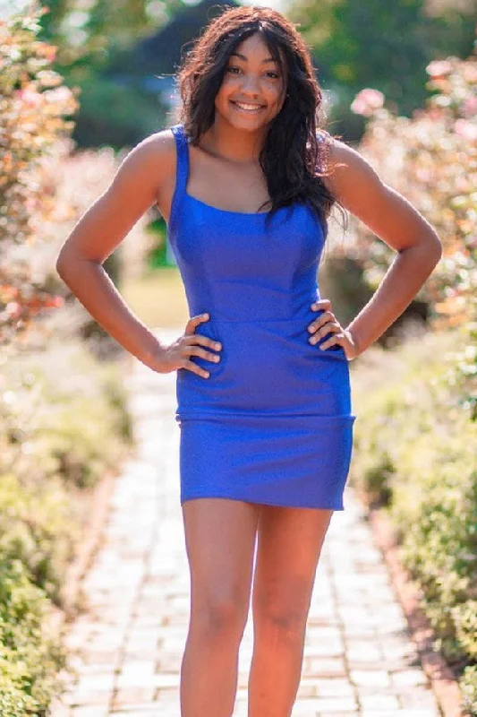 Take Advantage Cute Short Royal Blue Homecoming Dress