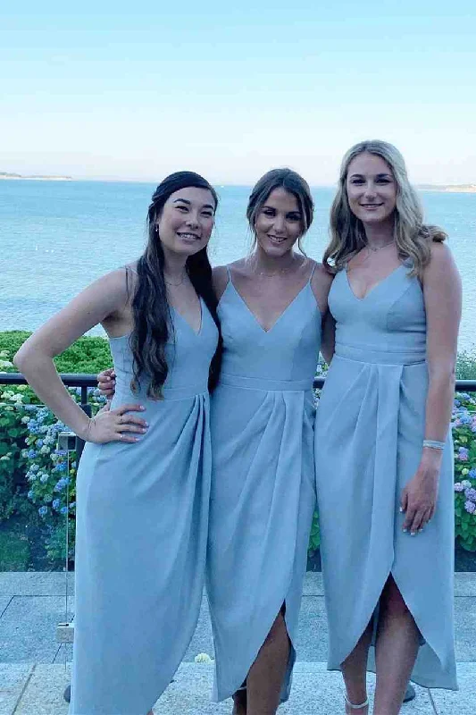 Value Deals Tulip Hem Straps Light Grey Midi Bridesmaid Dress