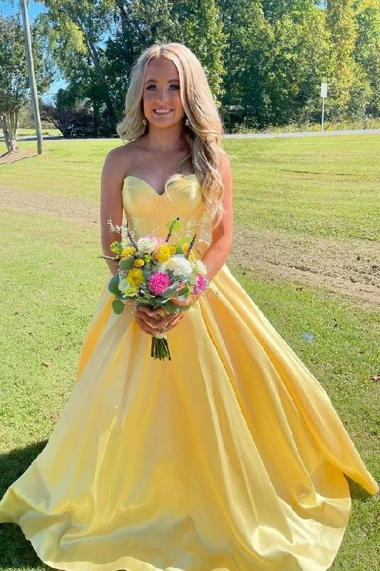 Epic Deals Yellow Sweetheart Corset A-Line Prom Dress
