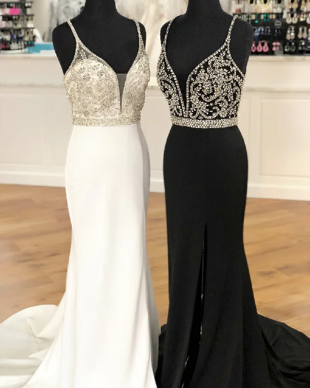 Huge Discounts Gorgeous Mermaid Black Long Evening Dress with Slit