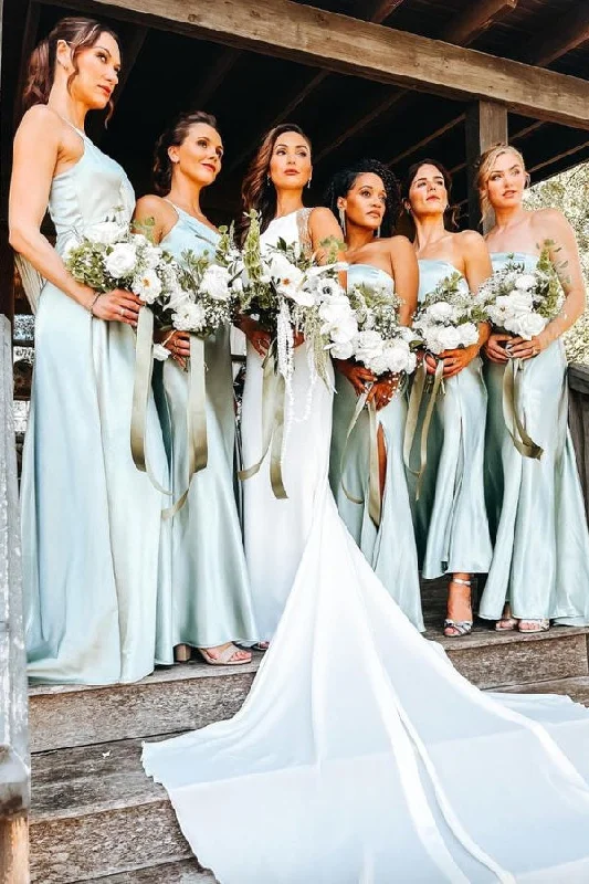 Epic Deals One Shoulder Sage Green Floor Length Bridesmaid Dress