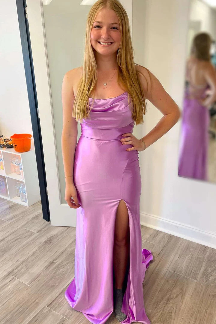Friends and Family Sale Simple Lilac Straps Mermaid Long Formal Dress