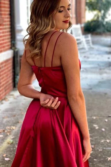 Don't Wait A-Line Long Red Prom Dress with Slit