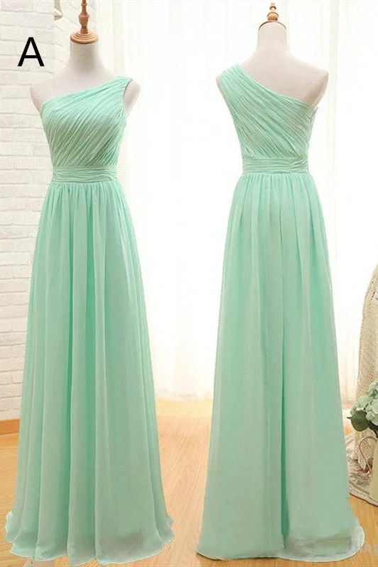 Year-End Sale Mismatched A-line Long Mint Green Bridesmaid Dresses