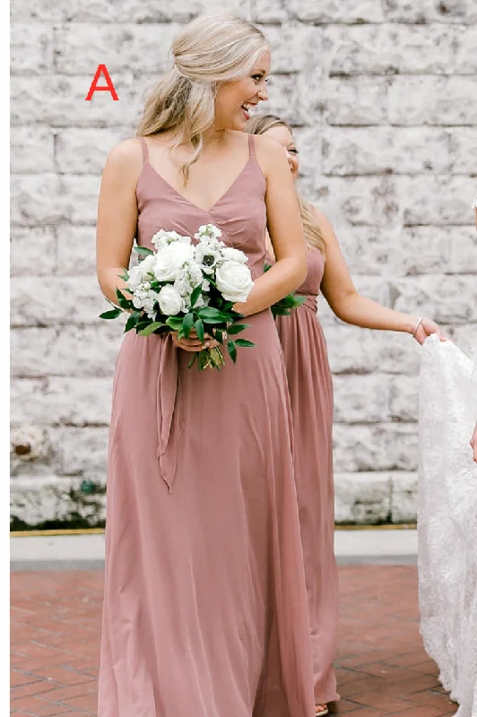 Weekend Flash Sale Mismatch A-line Long Dusty Rose Bridesmaid Dresses