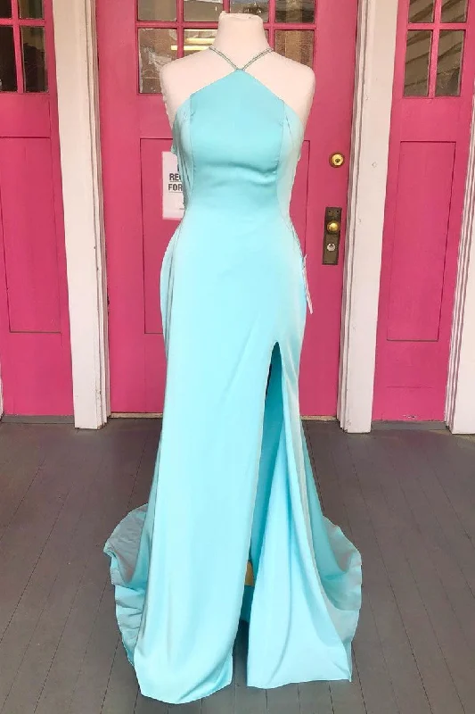 Special Savings Criss Cross Straps Pool Blue Long Formal Dress