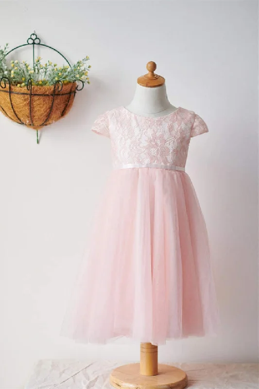 Take Advantage Lace Top Pink Tulle Flower Girl Dress