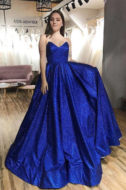 Mega Sale Sparkly Sweetheart Royal Blue Long Prom Dress
