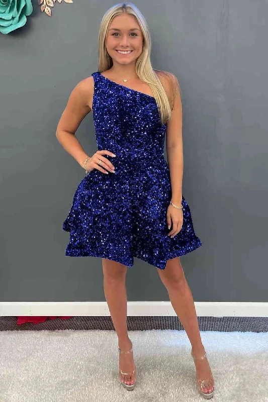 Price Cut A-Line Short Royal Blue Sequins Homecoming Dress