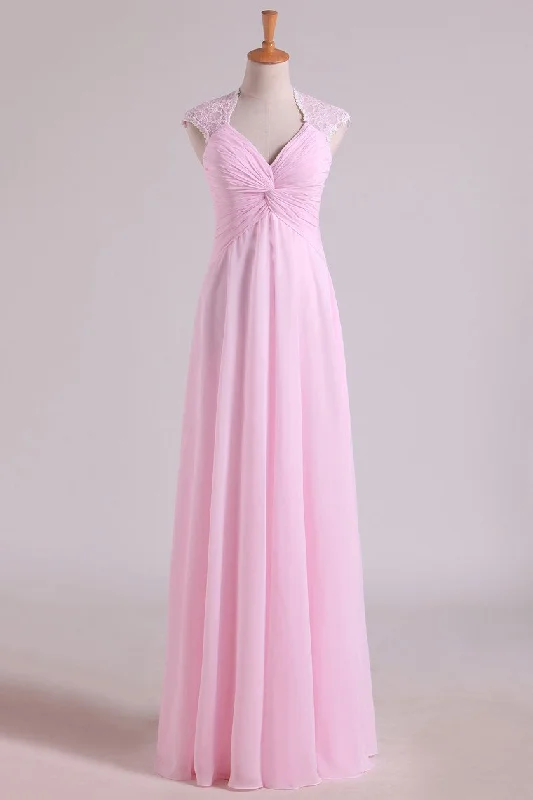 Limited Quantity Pink Pleated High Waist Long Bridesmaid Dress