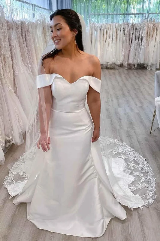 Reduced Prices Off The Shoulder Mermaid Long Bridal Dress