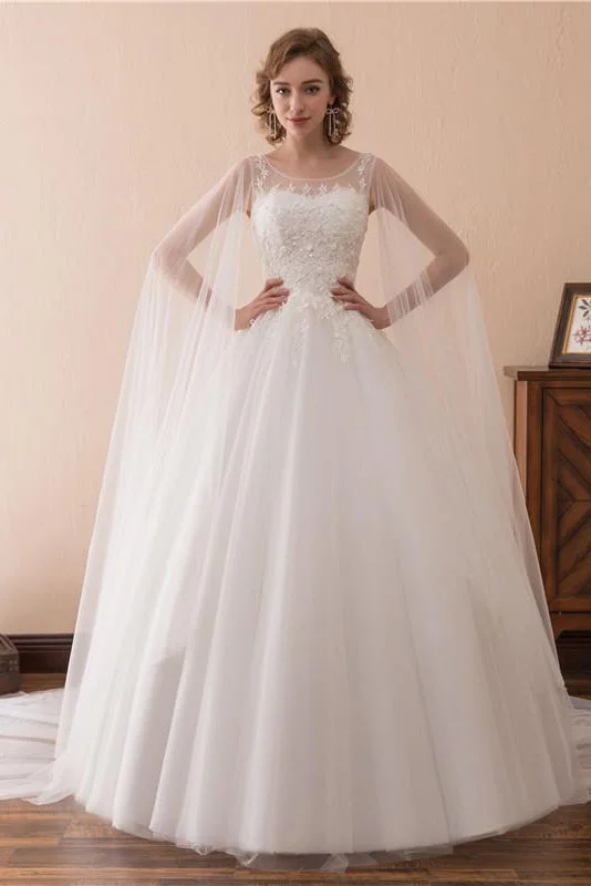 Best Bargains Tulle Vintage Wedding Dress with Cape Clock