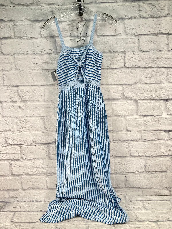 Price Smash Blue & White Dress Casual Maxi Clothes Mentor, Size S