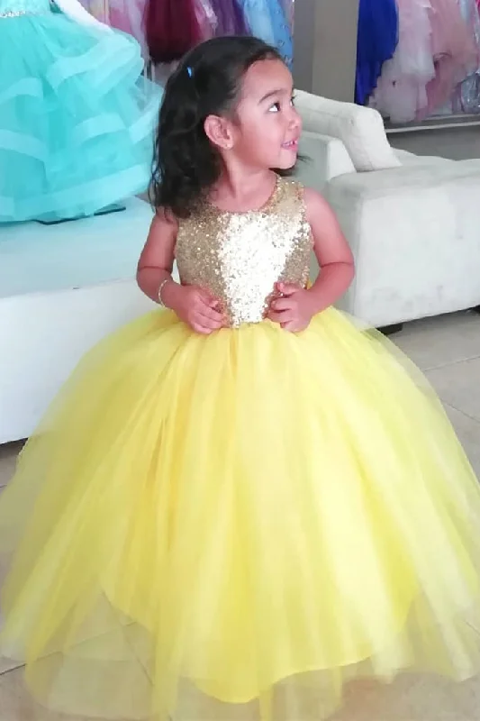 Take Advantage Cute A-line Yellow Flower Girl Dress with Bowknot