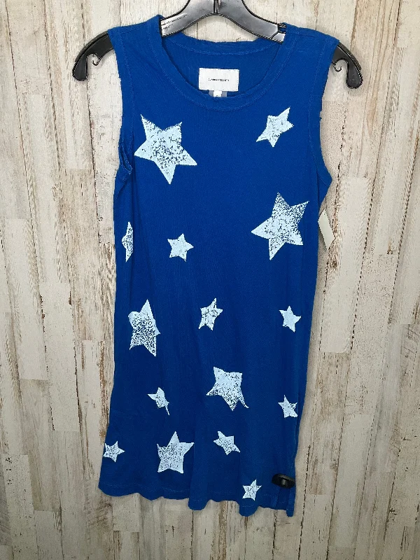 Price Drop Alert Blue & White Dress Casual Midi Current Elliott, Size 0