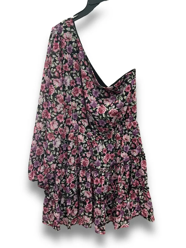 Seasonal Clearance Floral Print Dress Casual Short Peach Love Cream California, Size L