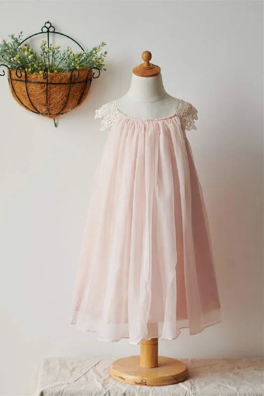 Unmissable Offer Cute Blush Pink Cap Sleeves Flower Girl Dress