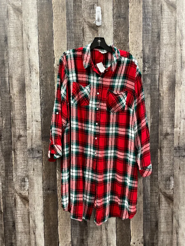 Special Discount Plaid Pattern Dress Casual Midi Cato, Size 1x