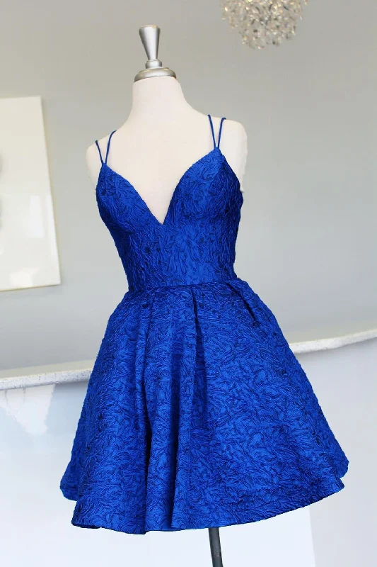 Deep Discounts Straps Royal Blue A-Line Short Party Dress