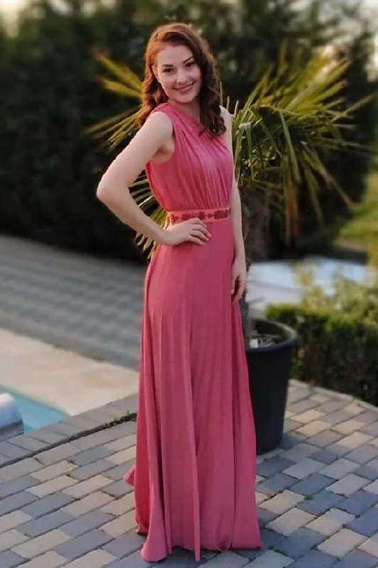 New Markdowns One Shoulder Sheath Red Long Bridesmaid Dress