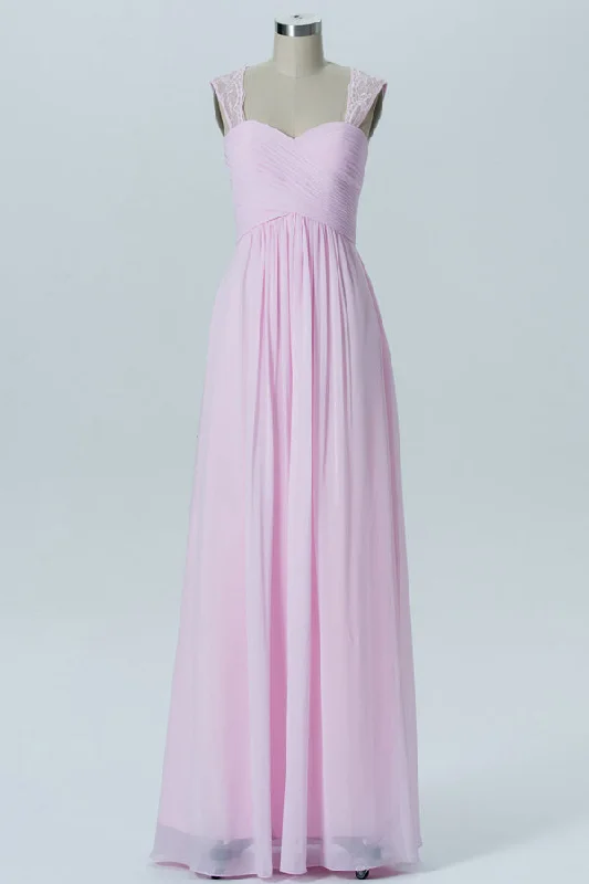 Price Drop Sweeheart Pink Backless Chiffon Bridesmaid Dress