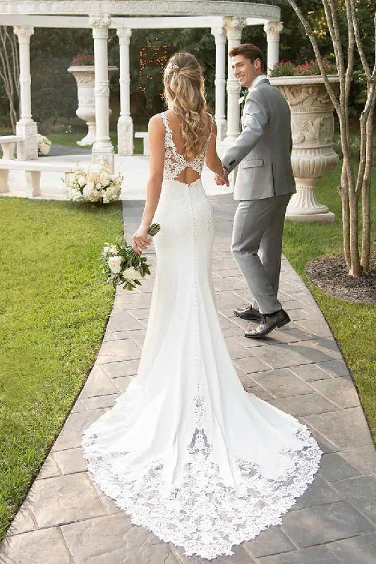 Price Break Lace Straps Court Train Mermaid White Wedding Dress