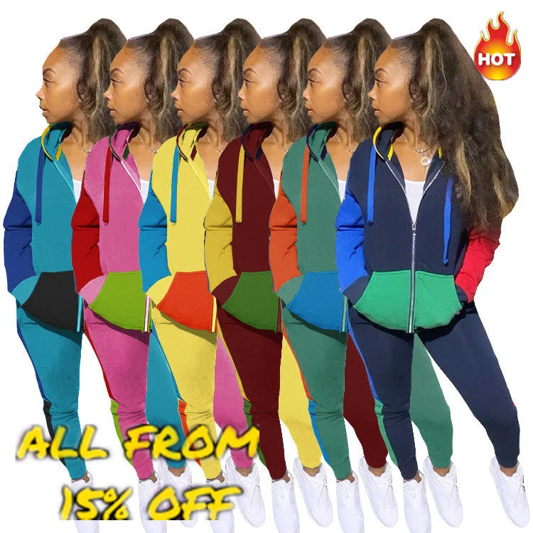 Markdowns 2022 Brand Jogging Suits Women Sweatsuit Two Piece Set Outfits Patchwork Pocket Hoodies Top Joggers Pants Tracksuit Markdowns 2022 Brand Jogging Suits Women Sweatsuit Two Piece Set Outfits Patchwork Pocket Hoodies Top Joggers Pants Tracksuit