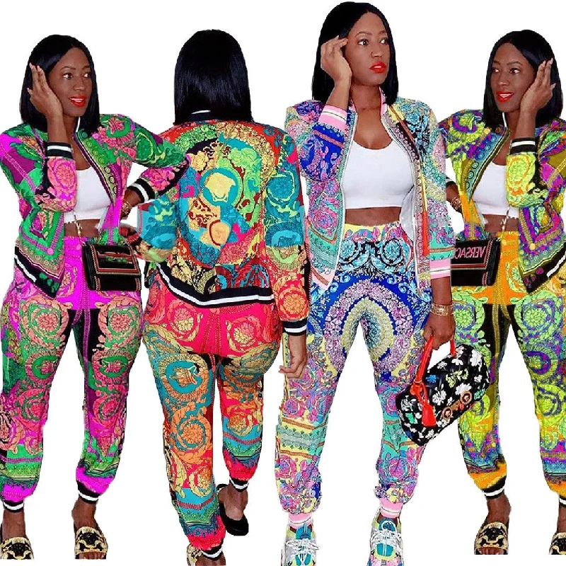 Reduced Prices 2022 Good Quality Fashion Clothes Zip Jacket Two Piece Pants Set Plus Size Colorful Print 2 Piece Set Women Reduced Prices 2022 Good Quality Fashion Clothes Zip Jacket Two Piece Pants Set Plus Size Colorful Print 2 Piece Set Women