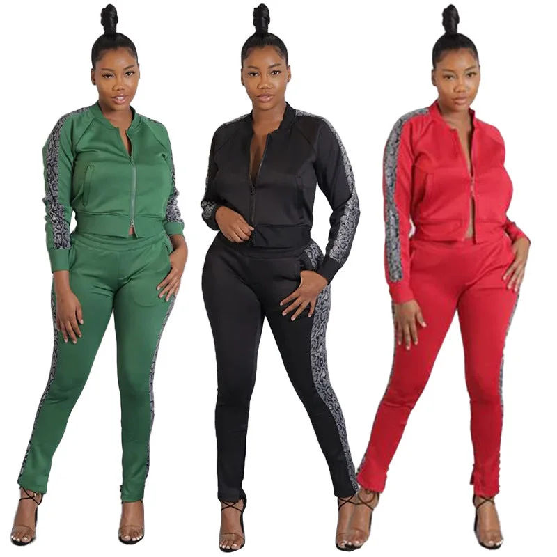 Great Deals C1102TA99 New Design Casual Zipper Coat Print Jogging Two Piece Pants Set Women Sehe Fashion Great Deals C1102TA99 New Design Casual Zipper Coat Print Jogging Two Piece Pants Set Women Sehe Fashion